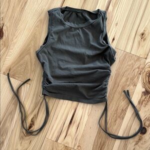 Olive Green Sleeveless Ruched Top